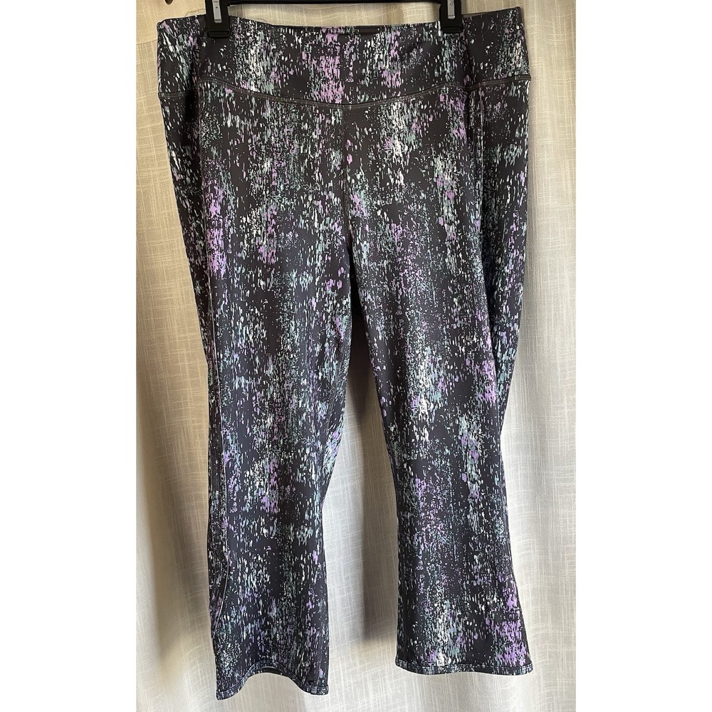 Tek Gear Leggings Womens 1X Paint Splatter Capri Activewear Workout